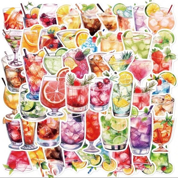 50PCS Cocktail Drinks Stickers Vinyl Aesthetics Stickers For Scrapbooking - Picture 1 of 4